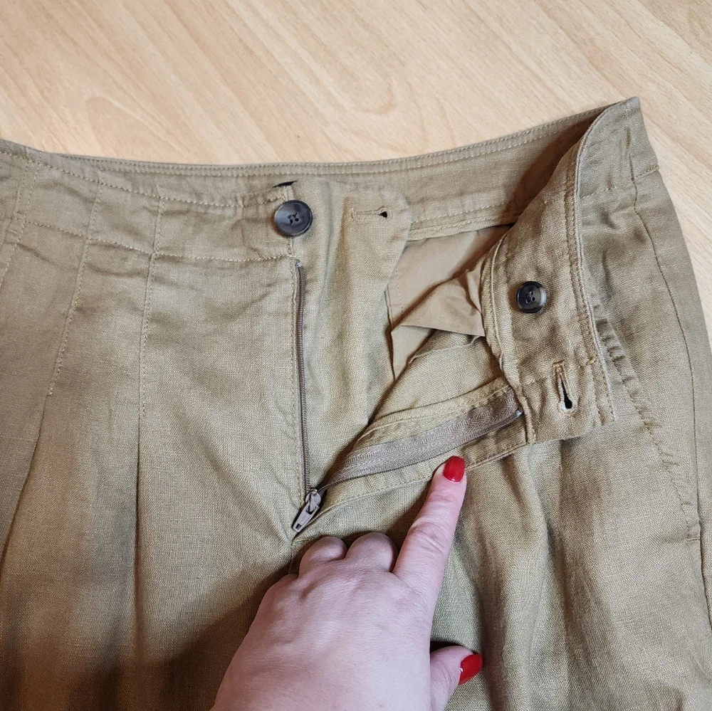 Banana‎ Republic Linen High Rise Pleated Tan Pants Women's Size 4